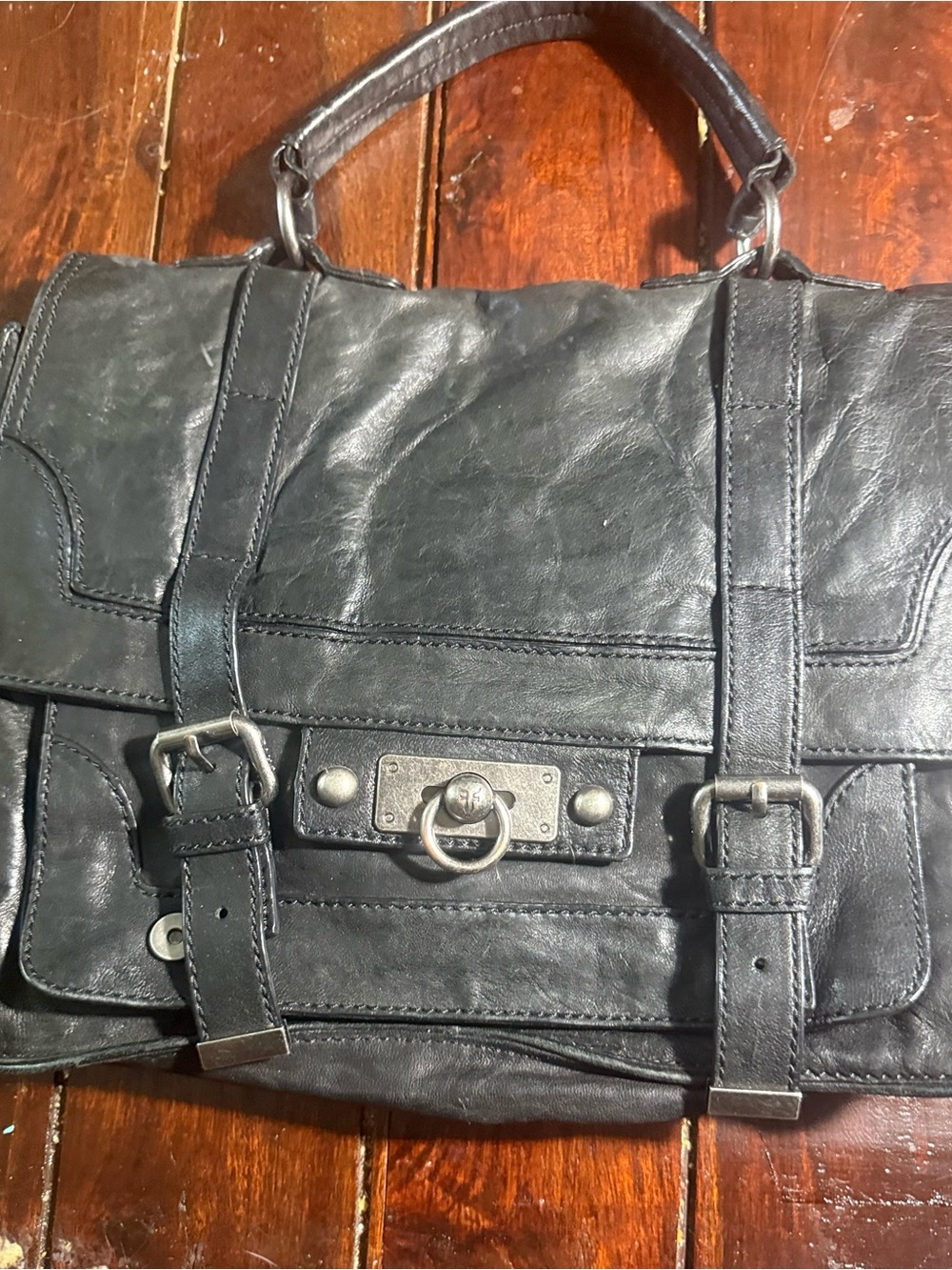Frye Cameron Leather Satchel Crossbody Handbag Black